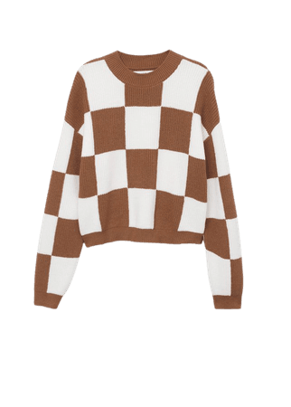 Checks knitted sweater - Women | Mango USA