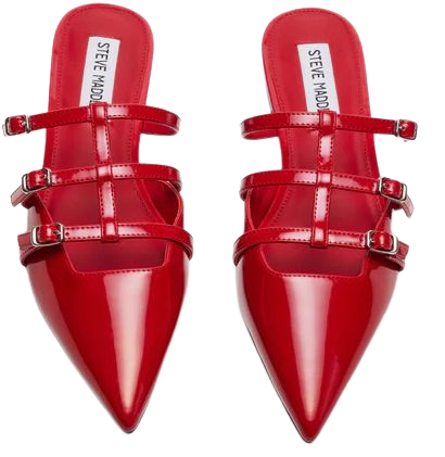 SHATTER Red Patent Strappy Mule | Women's Flats – Steve Madden