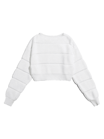 Ribbed Knit Solid Crop Sweater | SHEIN USA