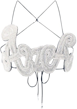 AREA crystal-embellished logo-lettering Top - Farfetch