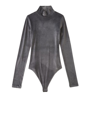 AE Long-Sleeve Velvet Mockneck Bodysuit