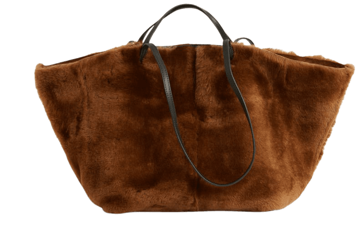 ALLSAINTS US: Womens Hannah Shearling Tote Bag (conker_brown)