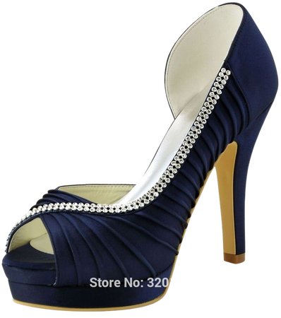 Navy Blue and Silver Heels