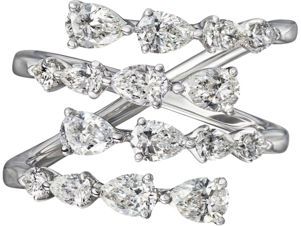 Horizontal Pear Shape Diamond Spiral Ring – Stephanie Gottlieb
