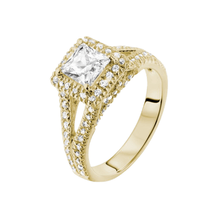 Ring with side diamonds with a 1.00 carat diamond in yellow gold - BAUNAT