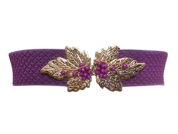 Grapes on the Vine Purple Gold Stretch Belt Size Medium | Etsy