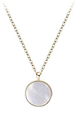 Amazon.com: S.Leaf Minimalism Round Mother of Pearl Necklace Sterling Silver Circle Disc Pendant Shell Pendant (Gold): Jewelry