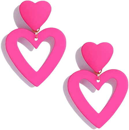 Amazon.com: PopTopping Hot Pink Heart Earrings Dangling Heart Drop Earrings For Women Love Heart Dangle Earrings Valentine's Day Mother's Day Gift: Clothing, Shoes & Jewelry
