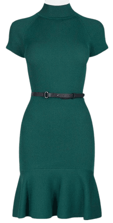 Funnel Neck Knitted Flippy Dress | Karen Millen