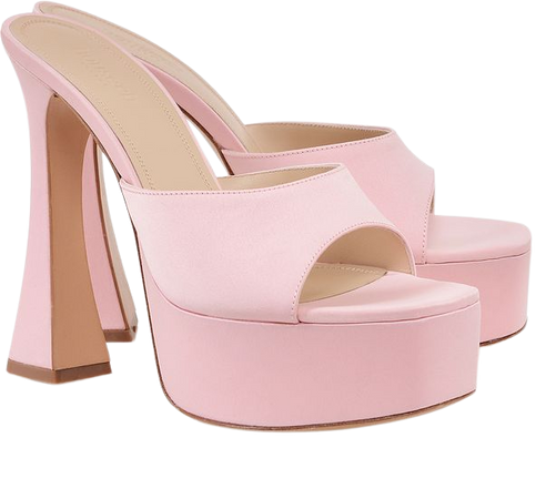 Shoes : 'Alessandra' Pink Satin Platform Mules