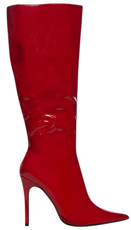 Public Desire Patent Vegan Leather Stiletto Knee High Boots - Red – Dolls Kill