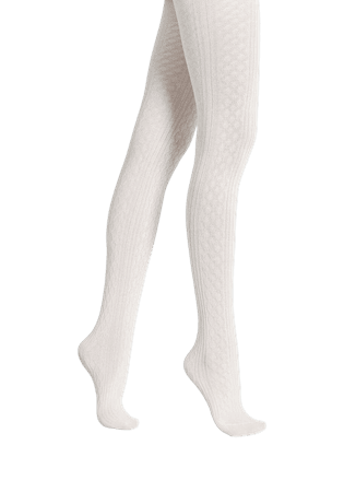 white cable knit tights