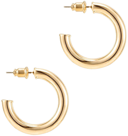 Amazon.com: PAVOI 14K Yellow Gold Colored Lightweight Chunky Open Hoops | 30mm Yellow Gold Hoop Earrings for Women: Jewelry