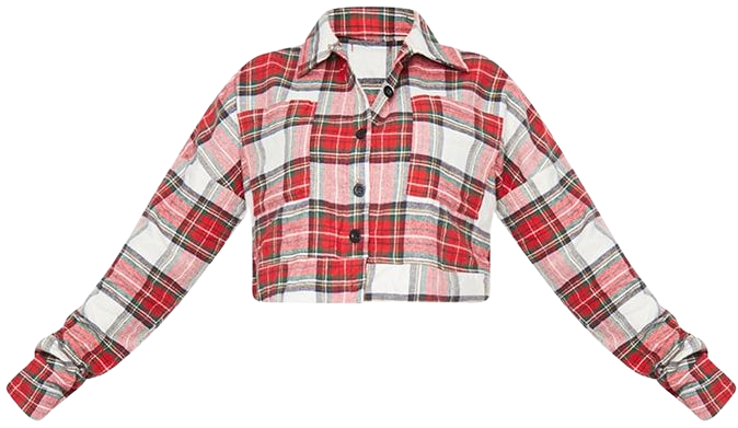 Black Flannel Check Crop Button Shirt | PrettyLittleThing USA