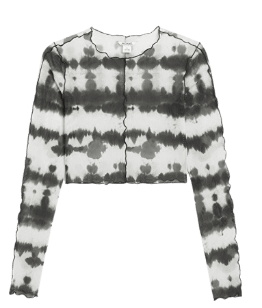 Mesh top with overlock seam detailing - Black and white tie-dye - T-shirts - Monki WW