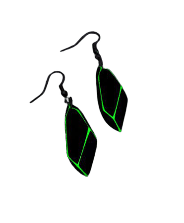 Futuristic green-black-earrings