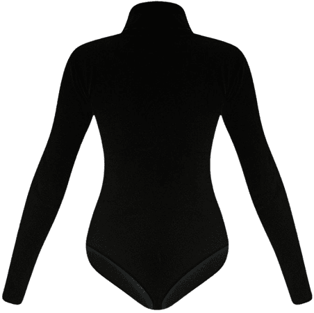 Essential Black Cotton Roll Neck Bodysuit | PrettyLittleThing USA
