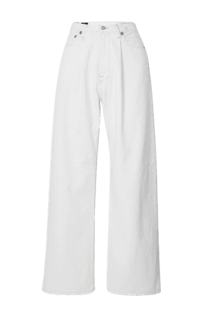 Damon Distressed Mid-rise Wide-leg Jeans - White