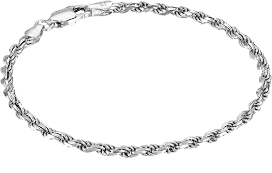 Amazon.com: Amazon Essentials Sterling Silver Diamond-Cut Rope Chain Link Bracelet, 7" : Clothing, Shoes & Jewelry