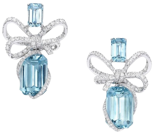 Blue crystal bow earrings