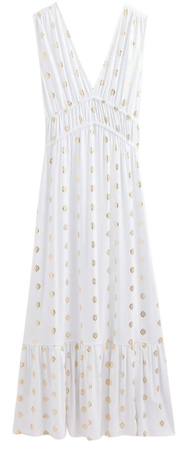Smocked Jersey Maxi Dress - White, Tranquil Leaf | Boden US