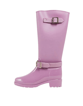 ASOS DESIGN Glossy riding boot wellie in mauve | ASOS