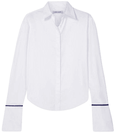 ANNA QUAN Anne silk satin-trimmed cotton-twill shirt