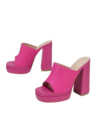 Women Minimalist Platform Chunky Heeled Mule Sandals, Funky Summer Heeled Sandals | SHEIN USA