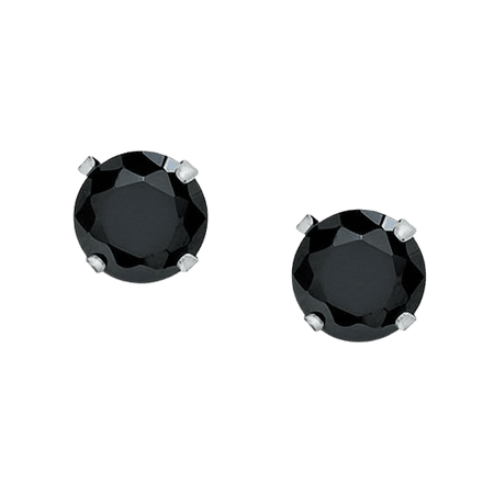 6mm Black Cubic Zirconia Stud Earrings in 10K White Gold | Cubic Zirconia Earrings | Earrings | Piercing Pagoda