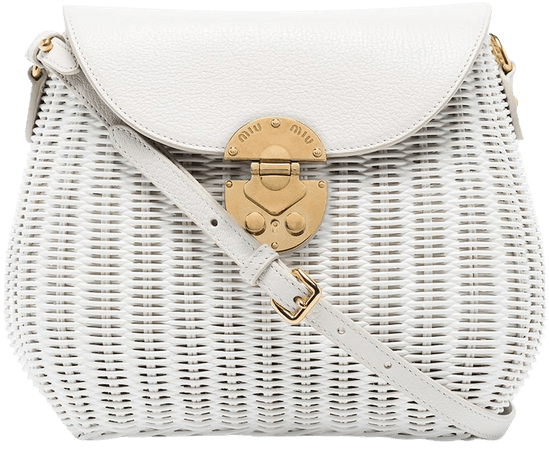 Shop white Miu Miuwoven wicker shoulder bag with Express Delivery - Farfetch