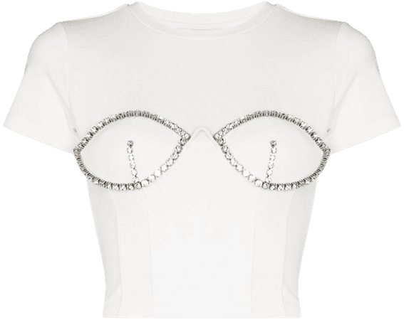AREA Crystal Bustier Cup T-shirt - Farfetch