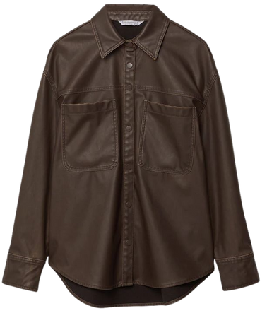 Faded leather effect shirt - Women's See all | Stradivarius United States