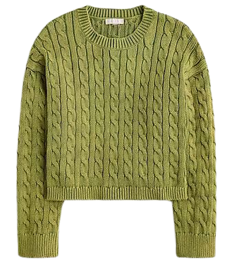 J.Crew: Cable-knit Cropped Crewneck Sweater For Women
