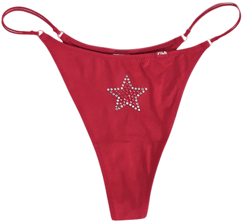 00s Y2K Red Fila Rhinestone High Cut Thong Panties Star String | Etsy