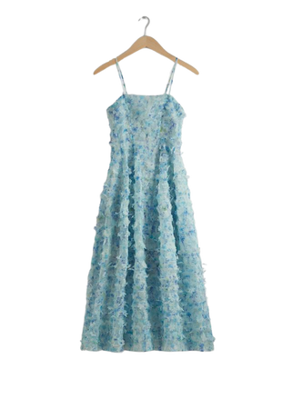Floral-Appliqué Midi Dress - Green/Blue - Midi dresses - & Other Stories US