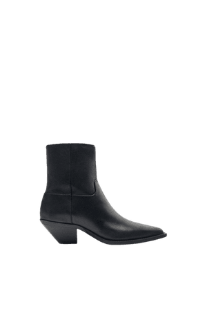 LEATHER COWBOY ANKLE BOOTS - Black | ZARA United States