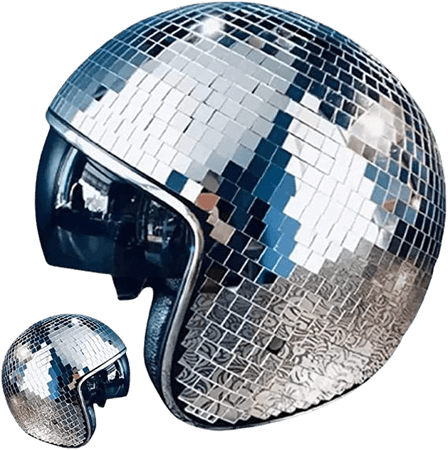 Disco Ball Helmet Party Decoration Disco Ball Helmet Glitter Glass Disco Ball Cap Disco Ball Helmet with Retractable Visor Disco Ball Cowboy Hat Novelty Favor Supplies Home Art Decoration (Silver) - - Amazon.com