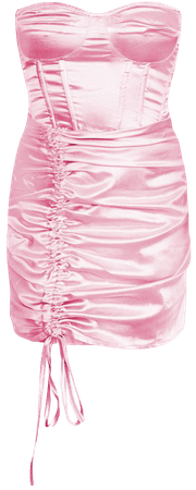 Baby Pink Satin Bandeau Bodycon Dress | PrettyLittleThing USA