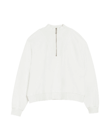 Cream half zip sweatshirt | River Island