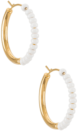 SOKO Shanga Mini Hoops in White & Gold | REVOLVE