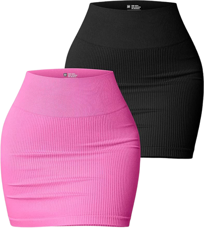 Amazon.com: OQQ Women's 2 Piece Skirts Basic Versatile Stretchy Ribbed Casual High Waist Mini Skirt Black Rose : Clothing, Shoes & Jewelry