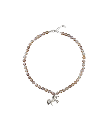 pearl silver unicorn necklace jewelry