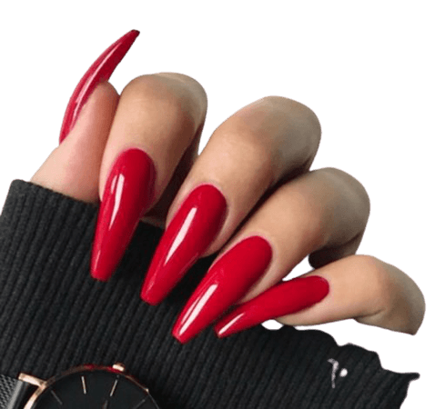 coffin red nails
