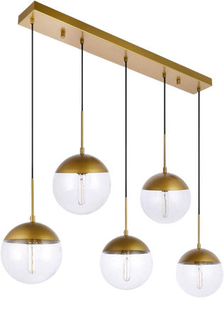 A1A9 Kitchen Pendant Light with Sphere 5-Light, Modern Industrial Glass Ball Globe Ceiling Lights Fitting, E26 LED Chandelier Lamp Fixture for Kitchen Island, Bar, Dining Room, Counter, Cafe (Brass) - Amazon.com