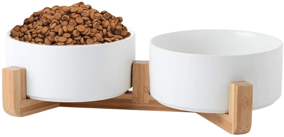 AOOTK Ceramic Cat Dog Bowls, Non-Slip Cat Bowls with Wood Stand, Durable Ceramic Cat Dog Food and Water Bowls, Cat and Dog Food Bowls, Pet Bowl Stand with 2 Ceramic Bowls : Amazon.ca: Home