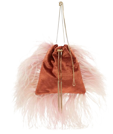 Calla Feather Accented Fabric Bag