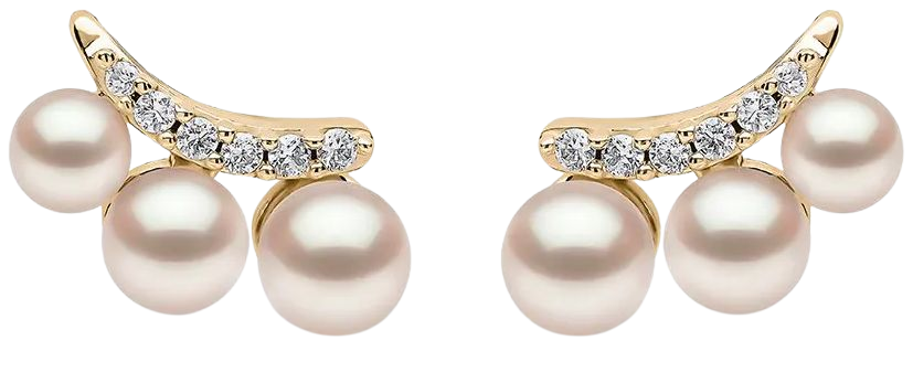 Yoko London 18kt Yellow Gold Diamond Akoya Pearl Sleek Stud Earrings - Farfetch