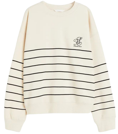 Sweatshirt - Cream/striped - Ladies | H&M US
