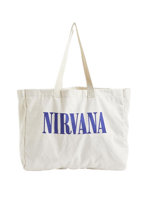 Printed Canvas Shopper - White/Nirvana - Ladies | H&M US