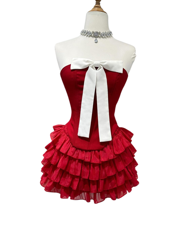 red ribbon dress